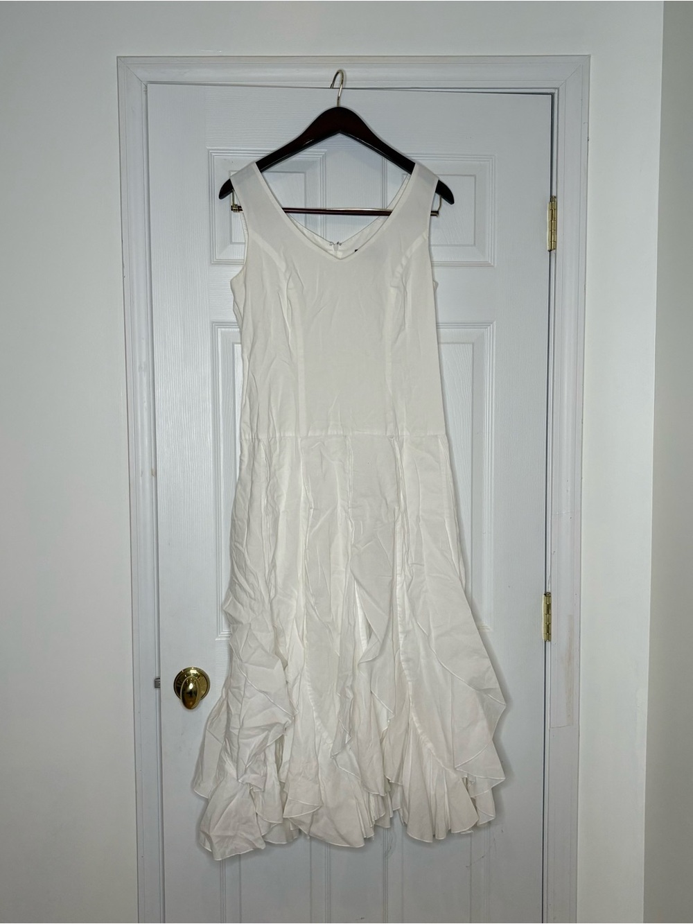 metrostyle Cream Ruffled V-Neck Maxi Dress